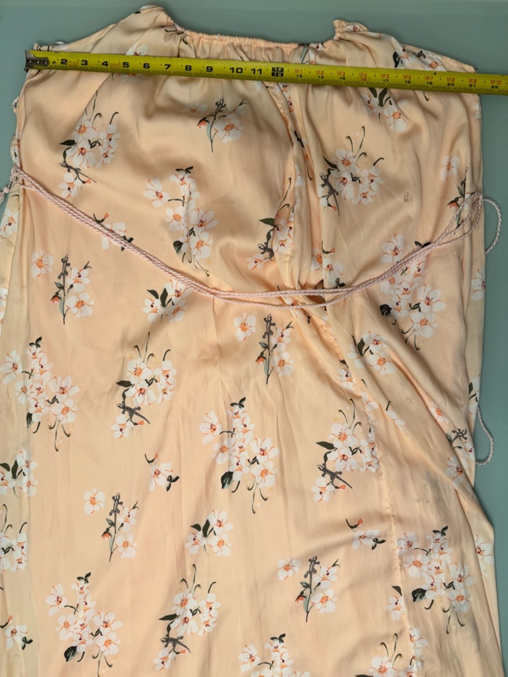 Abercrombie & Fitch Blush Pink Peach Floral Maxi Dress Medium Tassel Tie Summer - Picture 5 of 10